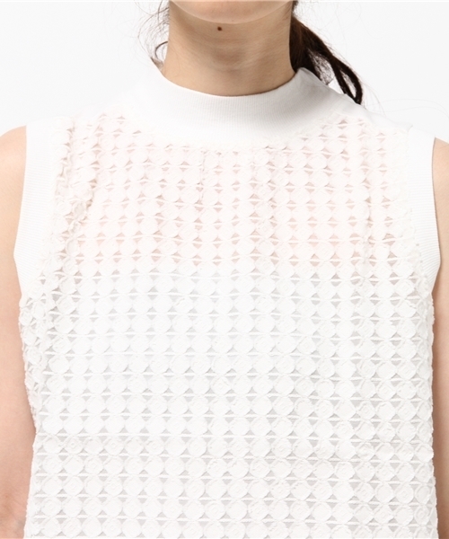 LBC（エルビーシー）の「コットンポリミニ裏毛レースベスト（ベスト・レディース・オフホワイト/アッシュグレー/ブラック・MEDIUM）」の6枚目の写真