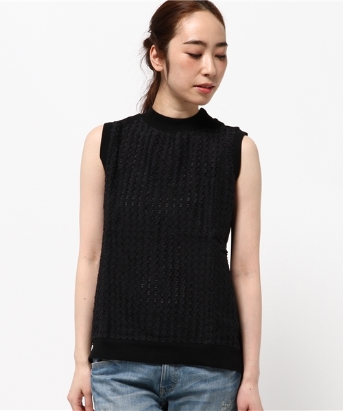 LBC（エルビーシー）の「コットンポリミニ裏毛レースベスト（ベスト・レディース・オフホワイト/アッシュグレー/ブラック・MEDIUM）」の10枚目の写真