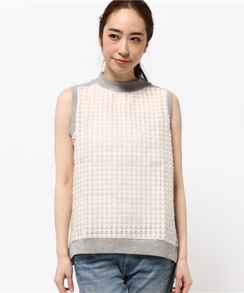 LBC（エルビーシー）の「コットンポリミニ裏毛レースベスト（ベスト・レディース・オフホワイト/アッシュグレー/ブラック・MEDIUM）」の11枚目の写真