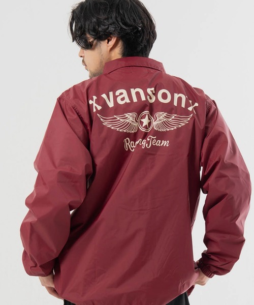 VANSON(ヴァンソン)の「VANSON-ロゴ・ナイロン コーチJKT(ナイロンジャケット・メンズ・ブラック/ワイン・XL/L/M)」の2枚目の写真
