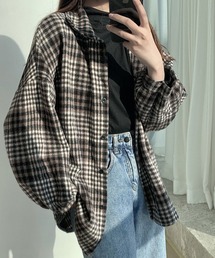 フェイクウールチェックシャツ