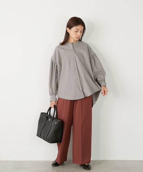 MELROSE claire（メルローズ クレール）の「【TC起毛ギャザースリーブシャツ】（シャツ/ブラウス・レディース・グレー/オフホワイト/ネイビー・FREE）」の16枚目の写真