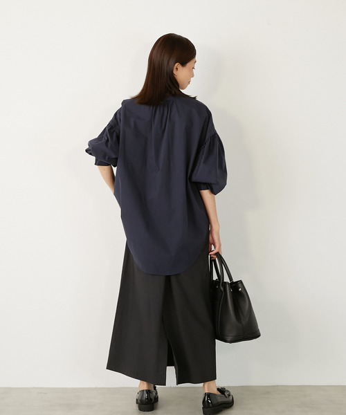 MELROSE claire（メルローズ クレール）の「【TC起毛ギャザースリーブシャツ】（シャツ/ブラウス・レディース・グレー/オフホワイト/ネイビー・FREE）」の6枚目の写真