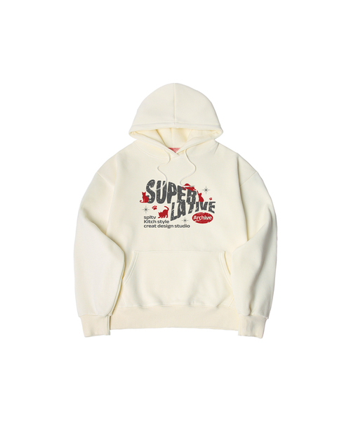 SUPERLATIVE（スーパーラティブ）の「S/P CATS POSING オーバーサイズ 起毛 フードパーカー (GOH4-6SP188)（パーカー・レディース・ブラック/ホワイト/ネイビー/ライトグレー/チャコールグレー/アイボリー・MEDIUM/LARGE/X-LARGE）」の3枚目の写真