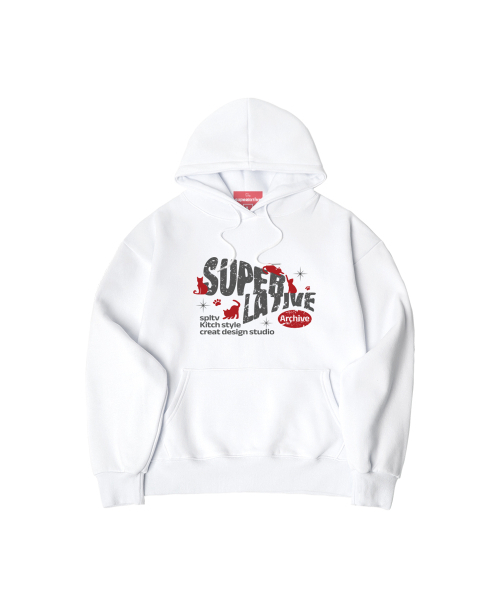 SUPERLATIVE（スーパーラティブ）の「S/P CATS POSING オーバーサイズ 起毛 フードパーカー (GOH4-6SP188)（パーカー・レディース・ブラック/ホワイト/ネイビー/ライトグレー/チャコールグレー/アイボリー・MEDIUM/LARGE/X-LARGE）」の7枚目の写真