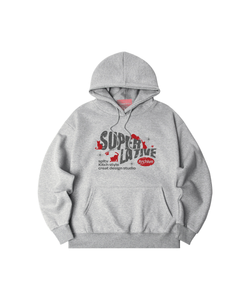 SUPERLATIVE（スーパーラティブ）の「S/P CATS POSING オーバーサイズ 起毛 フードパーカー (GOH4-6SP188)（パーカー・レディース・ブラック/ホワイト/ネイビー/ライトグレー/チャコールグレー/アイボリー・MEDIUM/LARGE/X-LARGE）」の10枚目の写真