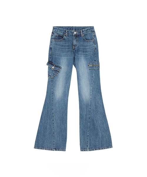 NO EXTRA TOUCH(ノー・エクストラ・タッチ)の「Kaihara Belt Bag Utility Low Bootcut Pants (Blue) / 26FWPT003BL(デニムパンツ・レディース・その他・SMALL/MEDIUM/LARGE/X-SMALL)」の3枚目の写真
