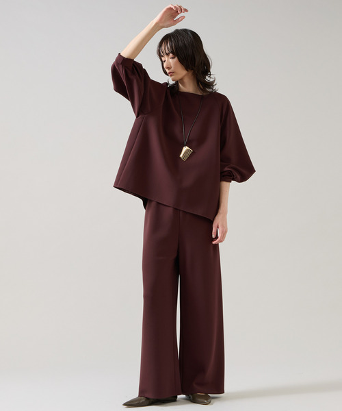 Liesse（リエス）の「ダブルクロスエラスティックパンツ(セットアップ可)（その他パンツ・レディース・ネイビー/ブラウン/ライトベージュ・3）」の5枚目の写真