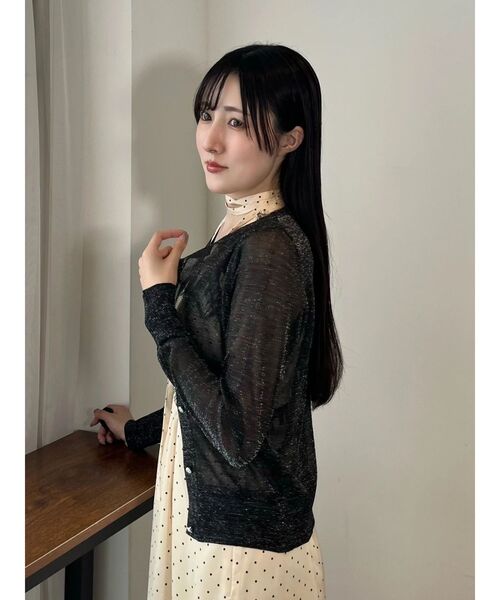 MERCURYDUO（マーキュリーデュオ）の「ラメシアーカーデ（カーディガン/ボレロ・レディース・ネイビー/ピンク/ブラック・FREE）」の9枚目の写真