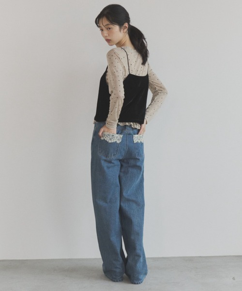 ELNEsoi(エルネソワ)の「ベロアビスチェ付きドット裾フリルカットソー(Tシャツ/カットソー・レディース・ベージュ/グレー・FREE)」の12枚目の写真
