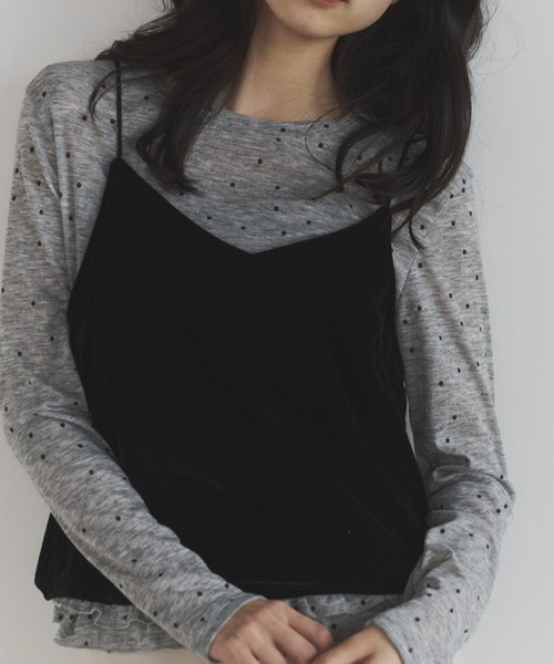 ELNEsoi(エルネソワ)の「ベロアビスチェ付きドット裾フリルカットソー(Tシャツ/カットソー・レディース・ベージュ/グレー・FREE)」の16枚目の写真