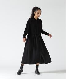 B omnivore/ビーオムニボー コットン×ヴィンテージレーヨンロングワンピ