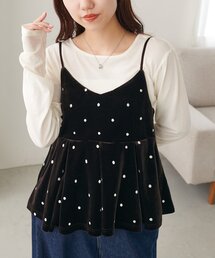 ドット刺繍ベロアキャミ
