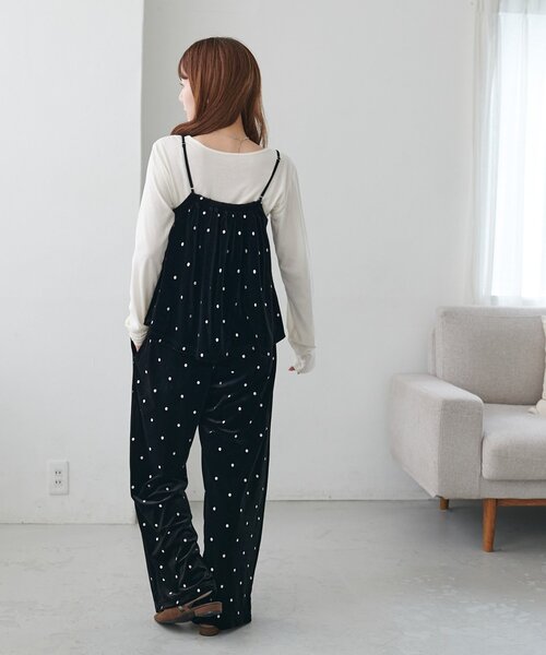 DISCOAT(ディスコート)の「ドット刺繍ベロアキャミ(キャミソール・レディース・ブラウン/ブラック・FREE)」の9枚目の写真