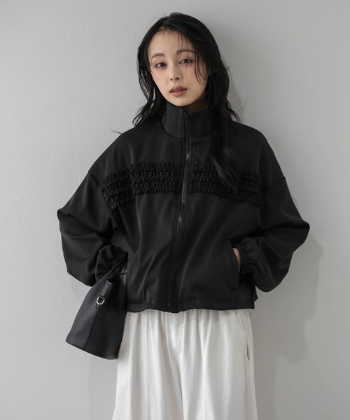 AMELY（エミリー）の「フロントフリル ジップブルゾン/フェミニン/ライトツイル（ブルゾン・レディース・ブラウン/ベージュ/ブラック・フリー）」の2枚目の写真