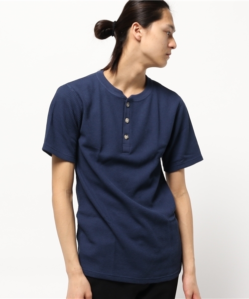 Abiding Aim(アバイディングエイム)の「【JEMORGAN】サーマル半袖クルーネックヘンリーTシャツ(Tシャツ/カットソー・メンズ・ネイビー/アイボリー/ブラック/ホワイト/トップグレー・X-LARGE/LARGE/MEDIUM/SMALL)」の5枚目の写真