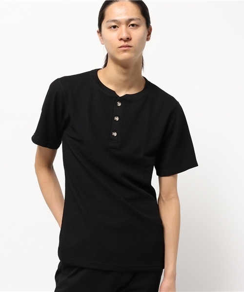 Abiding Aim(アバイディングエイム)の「【JEMORGAN】サーマル半袖クルーネックヘンリーTシャツ(Tシャツ/カットソー・メンズ・ネイビー/アイボリー/ブラック/ホワイト/トップグレー・X-LARGE/LARGE/MEDIUM/SMALL)」の3枚目の写真