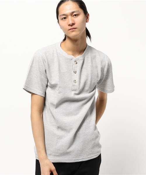 Abiding Aim(アバイディングエイム)の「【JEMORGAN】サーマル半袖クルーネックヘンリーTシャツ(Tシャツ/カットソー・メンズ・ネイビー/アイボリー/ブラック/ホワイト/トップグレー・X-LARGE/LARGE/MEDIUM/SMALL)」の4枚目の写真