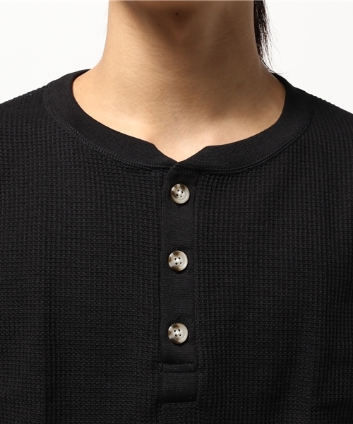 Abiding Aim(アバイディングエイム)の「【JEMORGAN】サーマル半袖クルーネックヘンリーTシャツ(Tシャツ/カットソー・メンズ・ネイビー/アイボリー/ブラック/ホワイト/トップグレー・X-LARGE/LARGE/MEDIUM/SMALL)」の8枚目の写真