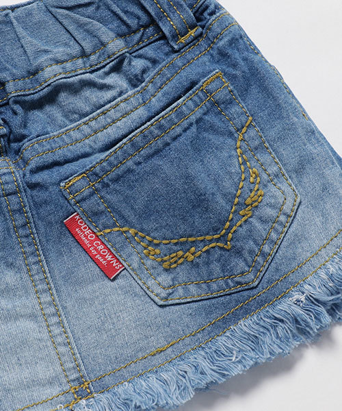 RODEO CROWNS WIDE BOWL（ロデオクラウンズワイドボウル）の「フリンジ デニム スカート（デニムスカート・キッズ・ブルー・MEDIUM/SMALL/X-SMALL/LARGE）」の6枚目の写真