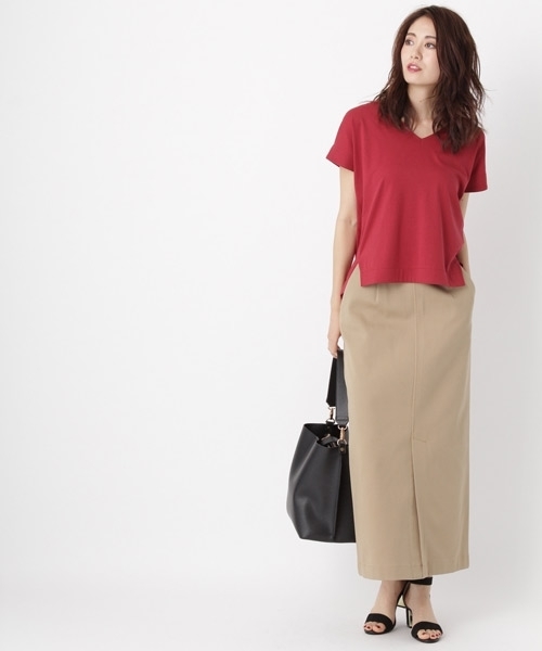 Andemiu（アンデミュウ）の「【取り外し可能なアクセ付き!】アクセツキリョウＶ／Ｎカット765571（Tシャツ/カットソー・レディース・カーキ/オフホワイト/ライトグレー/レッド・FREE）」の8枚目の写真