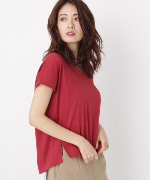 Andemiu（アンデミュウ）の「【取り外し可能なアクセ付き!】アクセツキリョウＶ／Ｎカット765571（Tシャツ/カットソー・レディース・カーキ/オフホワイト/ライトグレー/レッド・FREE）」の9枚目の写真