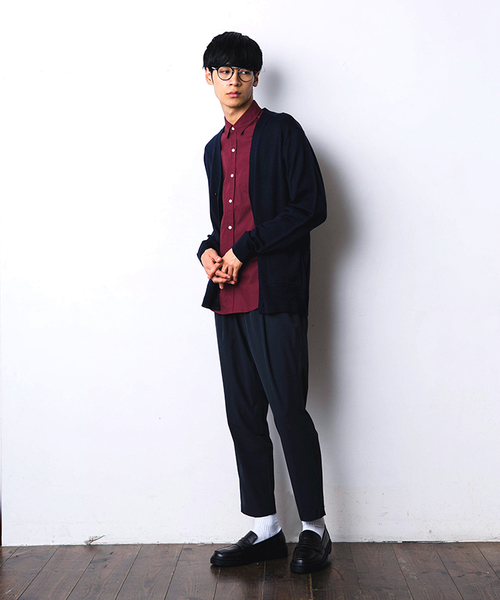 WEGO（ウィゴー）の「WEGO/カラーVネックカーディガン（カーディガン/ボレロ・メンズ・ネイビー/ダークグリーン/ブラック/ワイン・LARGE/MEDIUM/SMALL）」の17枚目の写真