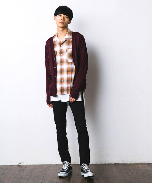 WEGO（ウィゴー）の「WEGO/カラーVネックカーディガン（カーディガン/ボレロ・メンズ・ネイビー/ダークグリーン/ブラック/ワイン・LARGE/MEDIUM/SMALL）」の7枚目の写真