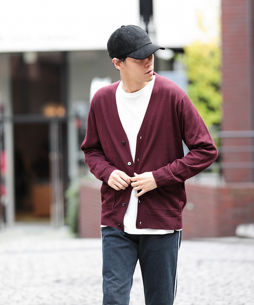 WEGO（ウィゴー）の「WEGO/カラーVネックカーディガン（カーディガン/ボレロ・メンズ・ネイビー/ダークグリーン/ブラック/ワイン・LARGE/MEDIUM/SMALL）」の19枚目の写真