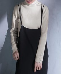 antiqua | パール付きリブタートルニットトップス(ニット/セーター)