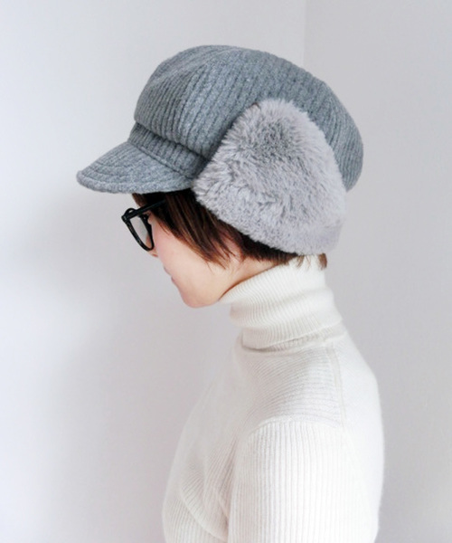 U.Q（ユウキュウ）の「フライトキャップ（キャップ・レディース・チャコールグレー/ライトグレー/ブラウン・FREE）」の11枚目の写真