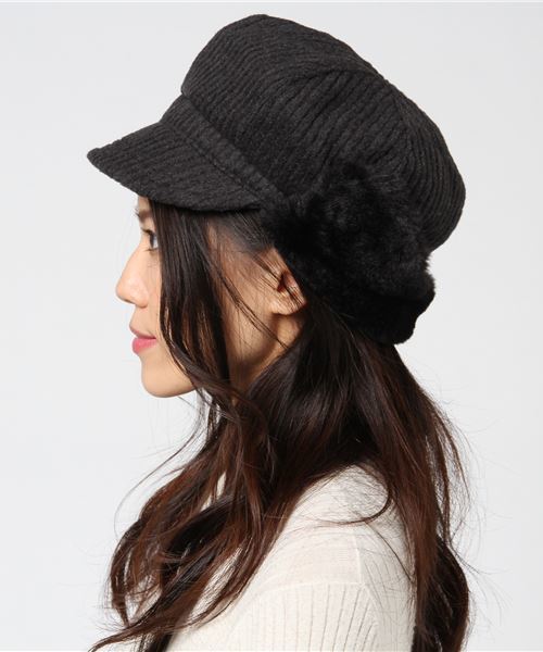 U.Q（ユウキュウ）の「フライトキャップ（キャップ・レディース・チャコールグレー/ライトグレー/ブラウン・FREE）」の4枚目の写真