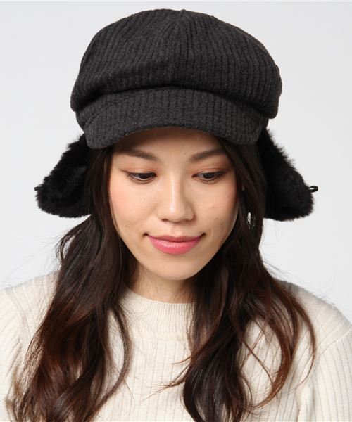 U.Q（ユウキュウ）の「フライトキャップ（キャップ・レディース・チャコールグレー/ライトグレー/ブラウン・FREE）」の6枚目の写真