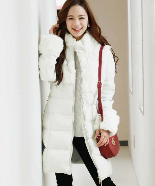 ベストファーキルティングダウンコート リボン（ダウンジャケット