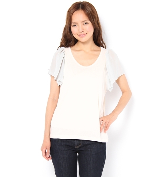 Kastane（カスタネ）の「シフォン袖TEE（Tシャツ/カットソー・レディース・ホワイト系その他/グレー系その他/ピンク系その他/グリーン系その他・FREE）」の4枚目の写真