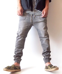 BEATJIVE（ビートジャイブ）の「ストレッチ スウェットデニム ジョガーパンツ イージーパンツ テーパード メンズ ヴィンテージ加工（デニムパンツ）」