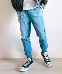 BEATJIVE | ストレッチ スウェットデニム ジョガーパンツ イージーパンツ テーパード メンズ ヴィンテージ加工(デニムパンツ)