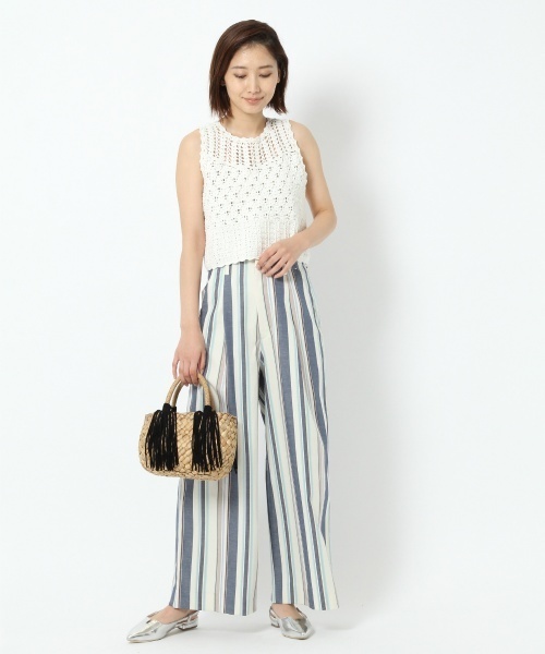 laboratory work（ラボラトリーワーク）の「ストライプタックワイドパンツ（その他パンツ・レディース・ブルー/オレンジ・MEDIUM）」の5枚目の写真