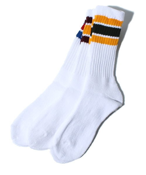 Healthknit(ヘルスニット)の「WEGO/配色3本ラインクルーソックス(ソックス/靴下・メンズ・その他1・FREE)」の2枚目の写真
