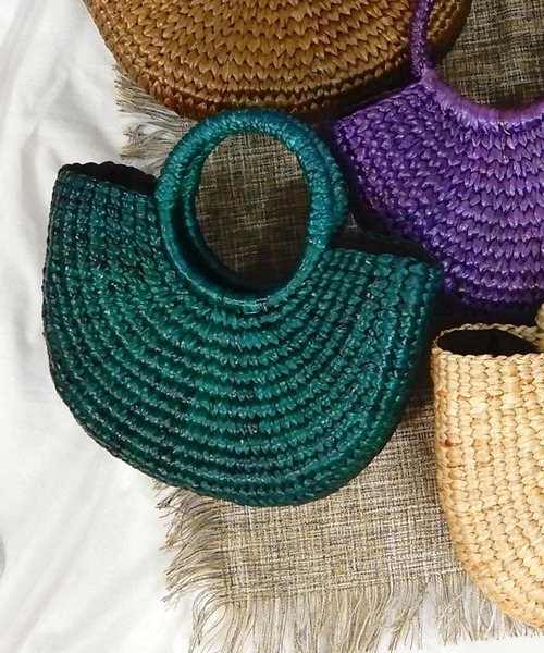 minia(ミニア)の「リングハンドルバスケット(S) □(かごバッグ・レディース・カーキ/チョコ/ナチュラル/パープル/ダークブラウン/グリーン・FREE)」の6枚目の写真