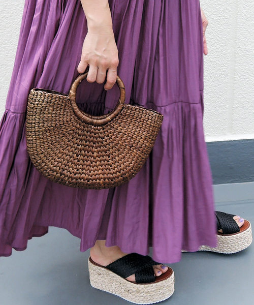 minia(ミニア)の「リングハンドルバスケット(S) □(かごバッグ・レディース・カーキ/チョコ/ナチュラル/パープル/ダークブラウン/グリーン・FREE)」の7枚目の写真