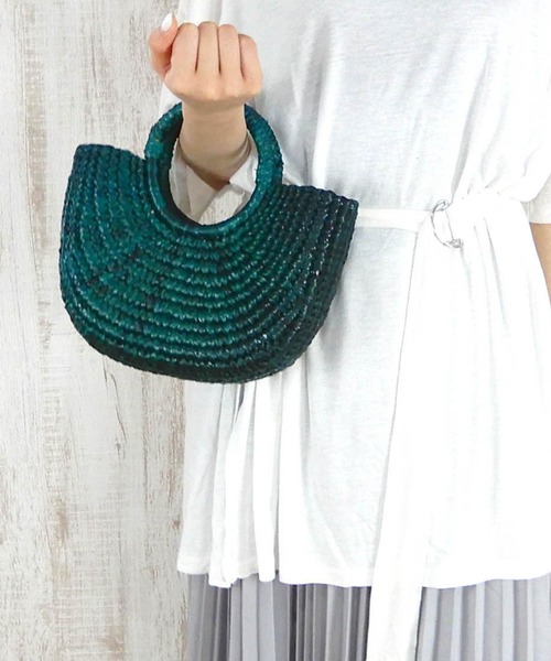 minia(ミニア)の「リングハンドルバスケット(S) □(かごバッグ・レディース・カーキ/チョコ/ナチュラル/パープル/ダークブラウン/グリーン・FREE)」の14枚目の写真