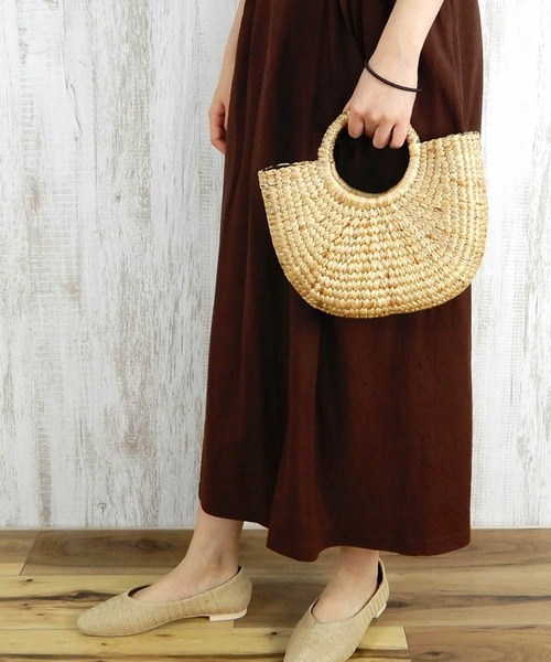 minia(ミニア)の「リングハンドルバスケット(S) □(かごバッグ・レディース・カーキ/チョコ/ナチュラル/パープル/ダークブラウン/グリーン・FREE)」の20枚目の写真