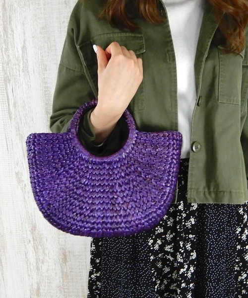 minia(ミニア)の「リングハンドルバスケット(S) □(かごバッグ・レディース・カーキ/チョコ/ナチュラル/パープル/ダークブラウン/グリーン・FREE)」の17枚目の写真