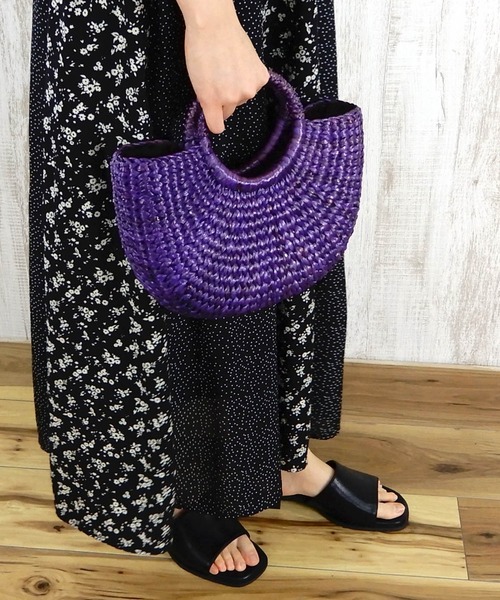 minia(ミニア)の「リングハンドルバスケット(S) □(かごバッグ・レディース・カーキ/チョコ/ナチュラル/パープル/ダークブラウン/グリーン・FREE)」の16枚目の写真