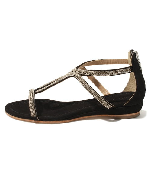ROSE BUD（ローズバッド）の「16957 KID SUEDE CHAIN BACK ZIP SANDAL（サンダル・レディース・ブラック/ベージュ/レッド・35/36/37/38/39）」の9枚目の写真