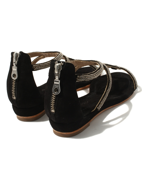 ROSE BUD（ローズバッド）の「16957 KID SUEDE CHAIN BACK ZIP SANDAL（サンダル・レディース・ブラック/ベージュ/レッド・35/36/37/38/39）」の6枚目の写真