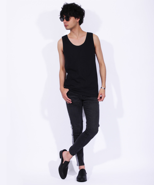 ８(eight)（エイト）の「ライン スキニーデニム ジーンズ 細身（デニムパンツ・メンズ・ブラック/ブルー/インディゴブルー/ケミカルウォッシュ・MEDIUM/LARGE）」の5枚目の写真