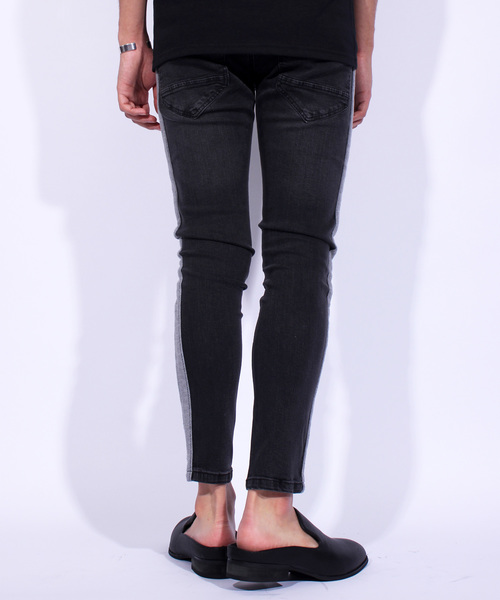 ８(eight)（エイト）の「ライン スキニーデニム ジーンズ 細身（デニムパンツ・メンズ・ブラック/ブルー/インディゴブルー/ケミカルウォッシュ・MEDIUM/LARGE）」の10枚目の写真