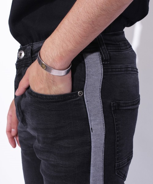 ８(eight)（エイト）の「ライン スキニーデニム ジーンズ 細身（デニムパンツ・メンズ・ブラック/ブルー/インディゴブルー/ケミカルウォッシュ・MEDIUM/LARGE）」の13枚目の写真